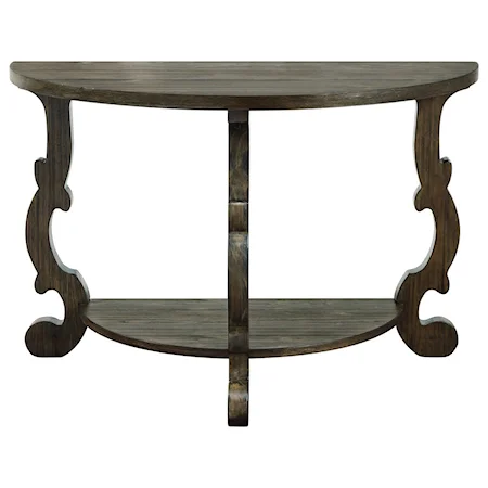 Traditional Demilune Console Table with Shelf